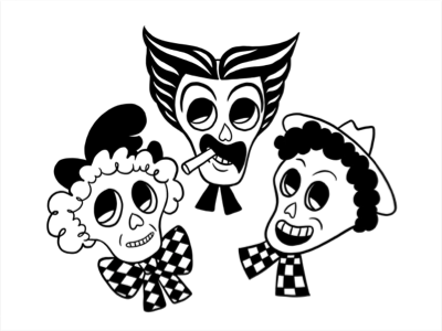 Marx Brothers Skulls cartoon character design fleischer illustration marx brothers skulls tattoo