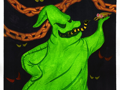 Oogie Boogie art cartoon gouache illustration painting