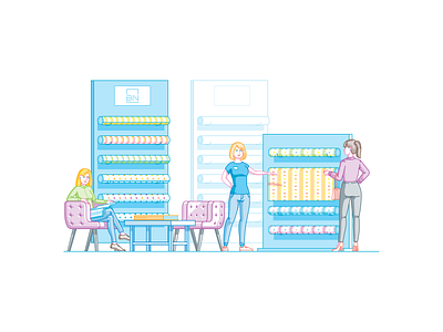 Wallpaper Store Illustration illustration outlined pixel perfect shop store wallpaper