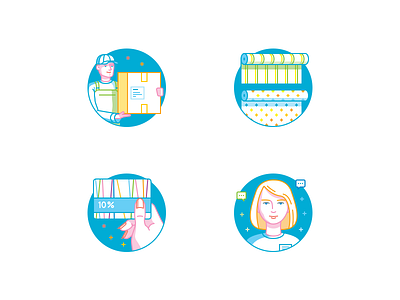 Wallpaper Store Icons box icon illustration man outlined pixel perfect shop store woman
