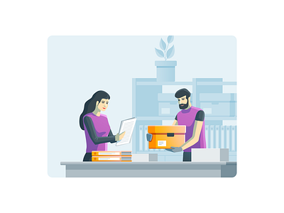 Archive Processing Illustration archive document illustration man pixel perfect storage woman worker