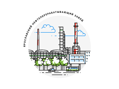 Oil Refinery Factory Illustration factory oil outlined refinery yaroslavl