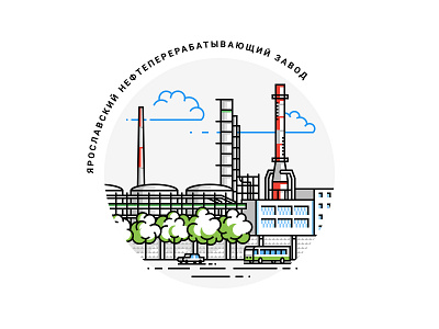 Oil Refinery Factory Illustration