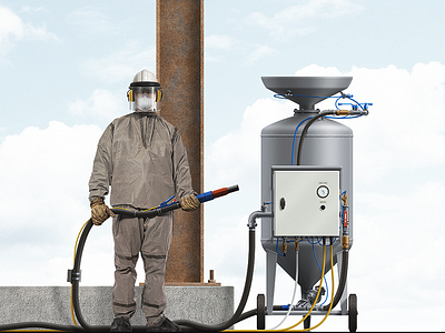 Dust Blasting Worker Illustration beam dust blasting illustration rust worker