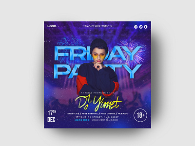 Night Party Flyer Template banner branding celebration cover design dj flyer graphic design instagram post invitation media night party post poster social template