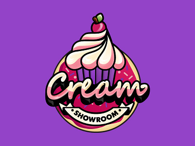 Cream showroom cake cherry confectionery cream illustration logo shop showroom sugary sweet volumetric