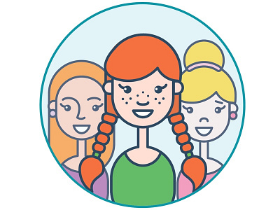 Girls avatar characters girls illustration vector