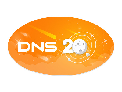 DNS's birthday birthday dns illustration logo moon moonshine orange space
