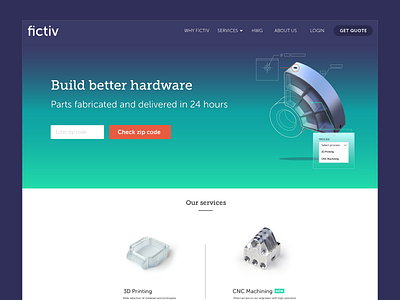 New homepage + service launch 3d printing cnc hero homepage startup web web responsive