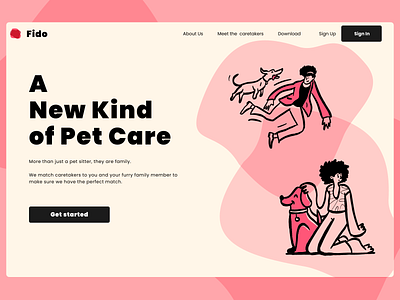 Daily UI Landing Page branding daily ui design dog landing page pet petcare ui ux webdesign