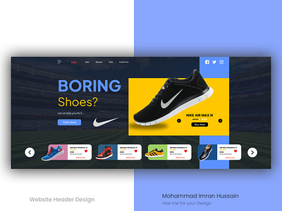 Shoe company website header design