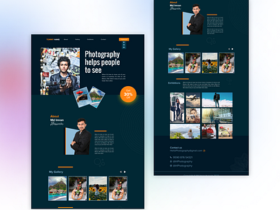 Landing page design for personal photography website
