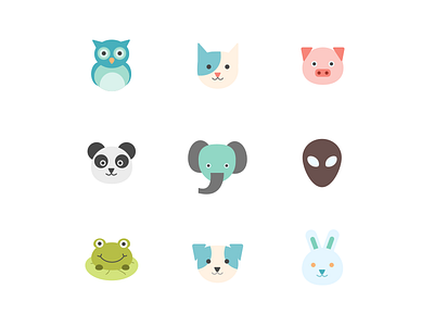 Animal icons alien animal avatar cat dog elephan frog icon owl panda pig profile