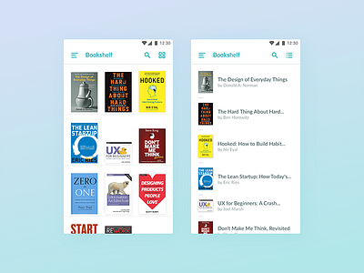 Ebook Reader app bookshelf ebook mobile ui visual