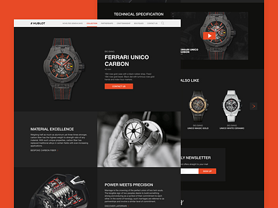 Hublot Watches product description page ecommerce interface landing product ui uisml watch web website