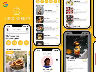 Jess Bakery Mobile App app design graphic design icon illustration ui ux