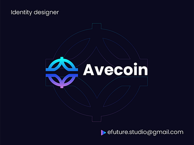 metaverse - blockchain - crypto - Avecoin logo blockchain branding coin crypto currency defi exchange finance fintech gradient graphic design icon investment letter a lettering logo metaverse nft token wallet