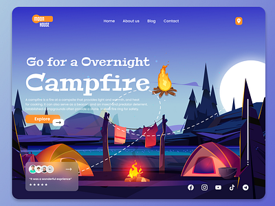 Campfire - Homepage design camp campfire clean design figma illustration responsive ui uiux ux website website design
