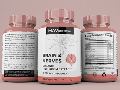 Brain and Nerves supplement Label Design design graphic design illustration label and packaging design label design packaging design supplement label supplement label design