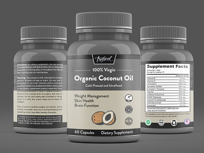 Organic Coconut Oil Supplement label design bottle design bottle label bottle label design box design cbd label food label food label design gummy product labels label label design packaging packaging design packaging label premium supplement label private label product label product label design product packaging supplement supplement label