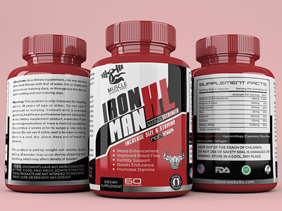 IRON MAN XL Supplement Label Design bottle design bottle label bottle label design box design cbd label gummy product labels label label design packaging labels packaging design packaging label premium supplement label private label product label product label design product packaging supplement label