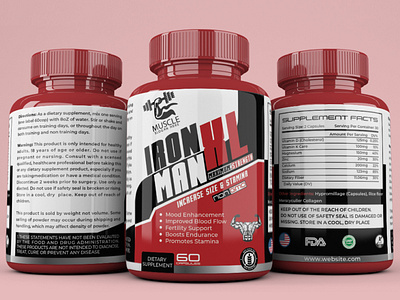 IRON MAN XL Supplement Label Design