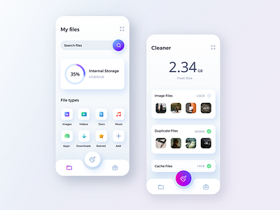 Hover - The File Manager and cleaner app 2020 trend adobexd android android app design clean ui cleaner design design a day file manager folder icons illustrator ios mobile modern photoshop ui ux
