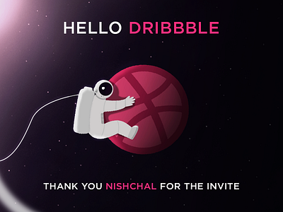 Hello dribbble!! astronaut design design a day design art first shot firstshot graphic design hello dribble hellodribble illustration space typography vector