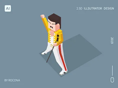 freddie mercury for 2.5d illustrator design 2.5d best ido freddie mercury illustration queens leader singer