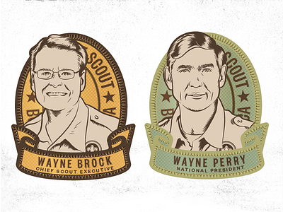 Portrait of W.Brock and W.Perry from the BSA badge boy bra brock illustration perry portrait scouts wayne