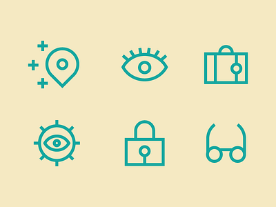 IBM icons data eye glasses ibm icons location lock security simple suitcase visibility