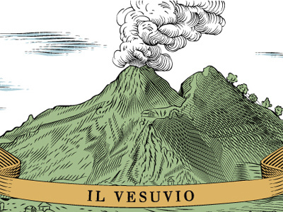 Vulcano - I.L. Magazine encyclopedia etched illustration landscape magazine vulcano