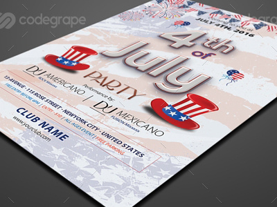 4th of July Party Flyer 3d 4th of july america american american flag event firework four july independence day independence event july