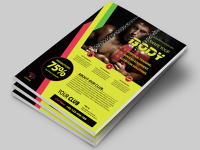 Fitness Flyer advertising aerobic beauty body building bodycombat bodypump cardio design templates figure fitness