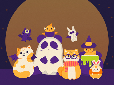 Happy Halloween! animals cute halloween illustration pets
