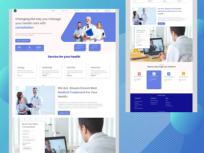 Medical Healthcare Service Website Landing Page. app design branding design illustration landing page mobile ui mobile ux saas ui ux ux ui vector web design webapp website