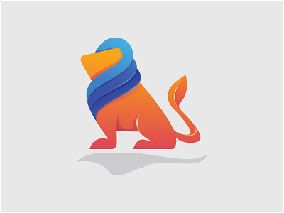 abstract logo design lion colorfull