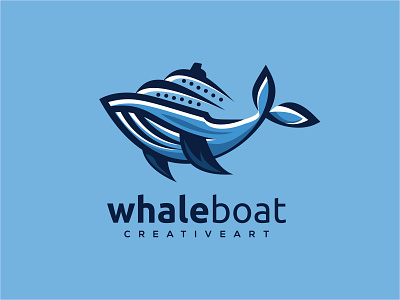 whale boat logo design