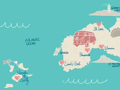 Eat Surf Live-Map book project cornwall handlettering map