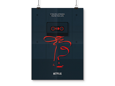 Netflix 13 Reasons Why - Minimal Poster Design 13 reasons why illustration ireland netflix poster ray doyle red vintage tape