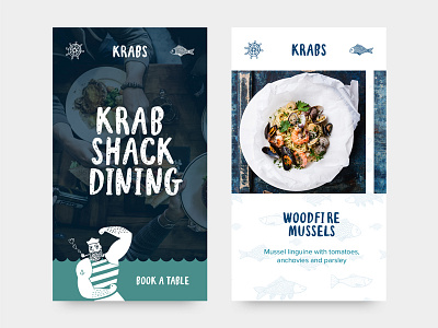 KRABS - UI food illustration ios ireland ray doyle restaurant sailor seafood ui ux