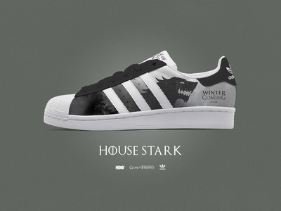 Game of Thrones - Custom Adidas Superstar kicks - House Stark adidas footwear game of thrones hbo ray doyle stark superstar