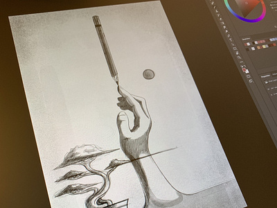 Create without distractions! Work in progress sketch adobe photoshop art cintiq editorial illustration illustration wip work in progress