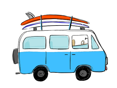 2/100 Surf Van 100dayproject adobefresco illustration surfing