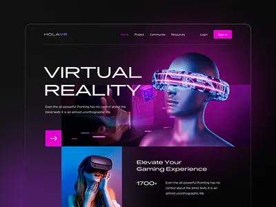 HolaVR Landing Page ar ar design artificial intelligence augmented reality homepage landing page meta metaverse oculus tech technology ui ui design ux virtual reality virtualreality vr vr design vr ui web design