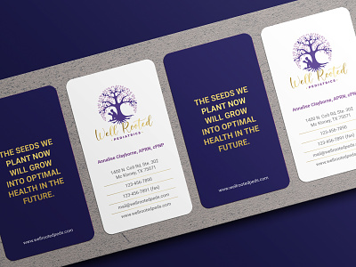 Business Card for Well Rooted Pediatrics branding business card massage meditation pediatrics root well rooted wellness