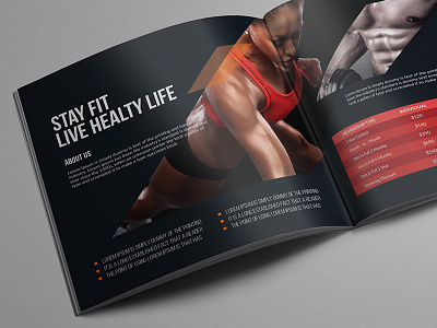 Fitness Square Bifold Brochure bifold body book brochure dumble fit fitness gym magazine slim square