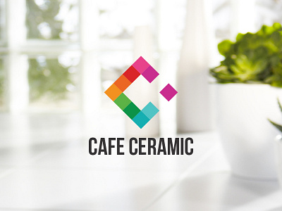 Cafe Ceramic brand branding business cafe ceramic corner floor logo mosaic tiles wall