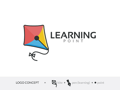 Learning Point Logo Design branding class education english identity kite learning logo pen school student