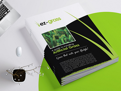 ez-grass Brochure Design artificial book branding brochure clean cutter ez grass grass guide installing landscaping modern